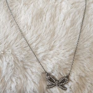 Cute Silver Bow Necklace